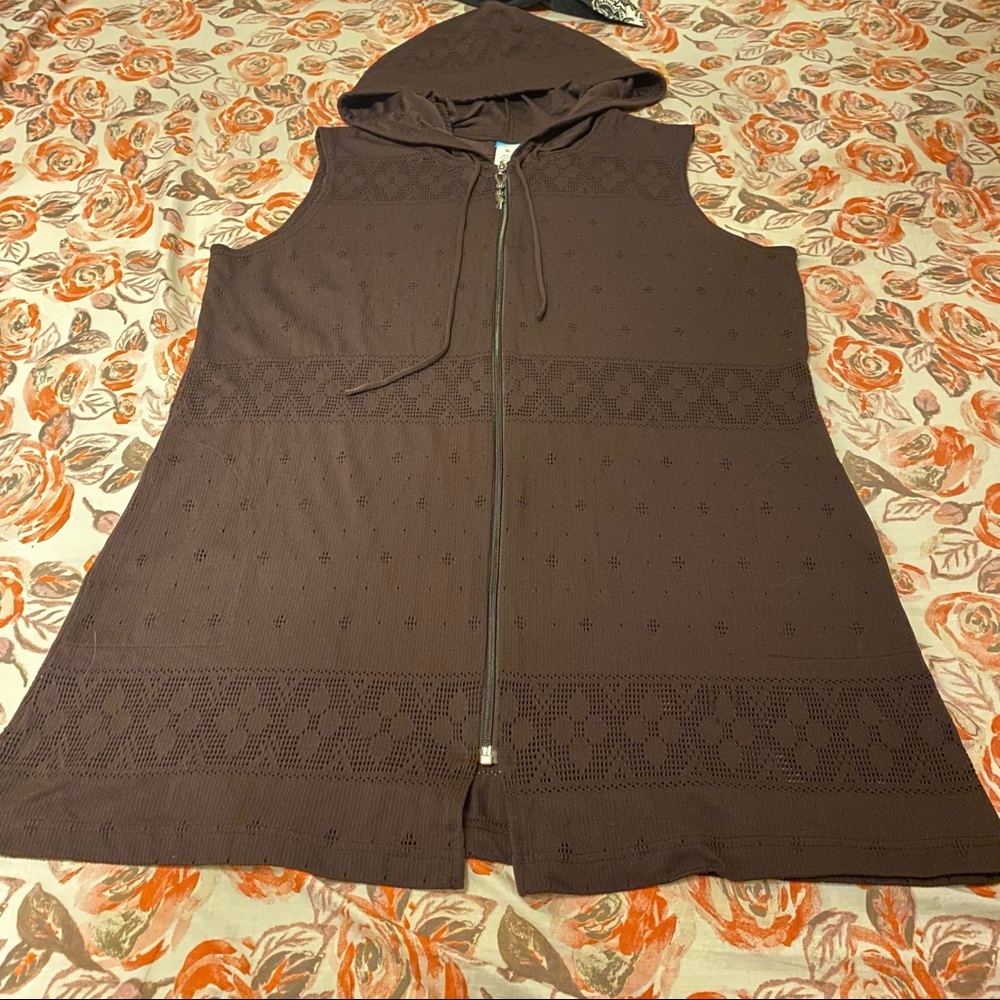 Dotti Brown Hooded Zip Up Cover Up